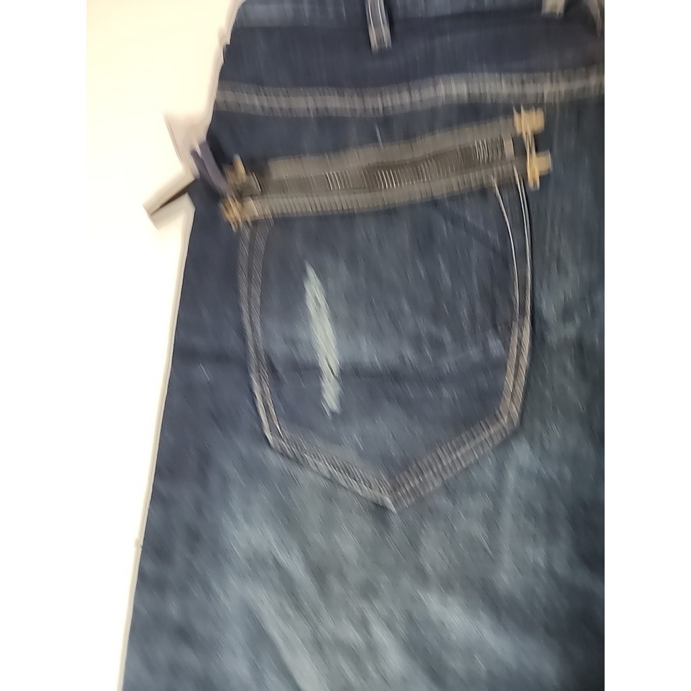 Sean John 40x33 Hamilton Distressed Jeans Zipper Pocket Detail Blue Relaxed Fit - Picture 12 of 12